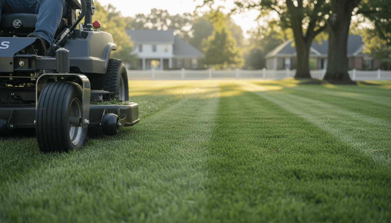 Lawn mowing with crisp stripes